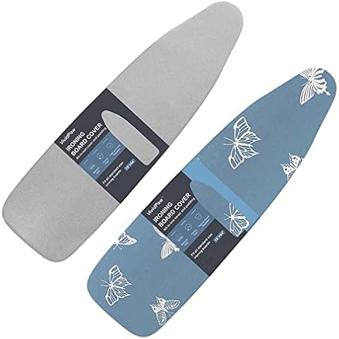 VividPaw Ironing Board Cover and Pad Standard Size 15×54, Value Pack (Grey and Butterfly) Cover