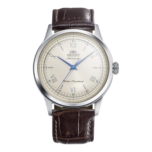 Orient Bambino RA-BB0003Y30B 38.4mm Automatic Mechanical Men’s Dress Watch – Ivory Dial, Stainless Steel Case, Brown Leather Strap, Domed Mineral Crystal & Exhibition Caseback