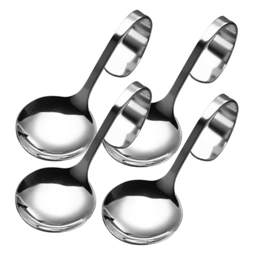 LABRIMP Cucharas Para Servir Aperitivos Mango Curvo 4 Piezas Acero Inoxidable Cucharas De Ensalada Reutilizables Para Restaurantes Fiestas Hogar