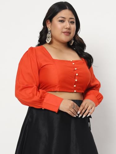 Image of studio rasa Women's Plus Size Chroma Button Down Crop Top for Wedding Festive Party