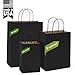 MESHA 50pcs Black Paper Bags 10x5x13 Inches Medium Gift Bag with Handles, Bulk Black Kraft Paper Bag for Small Business Shopping Bags for Grocery,Wedding Party Favor