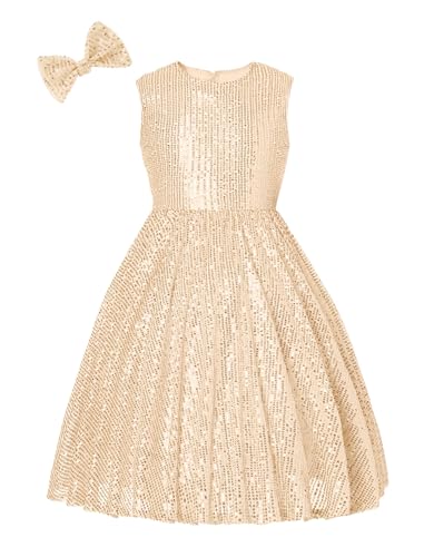 EXARUS Girls Sparkly Sparkle Dress Sleeveless Sequin Party Special Occasion Formal Sequence Dress