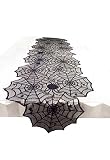 Tonfant Black Lace Table Runner Overlay with Spider Web and Mat for Halloween Party,Easter,Fireplace