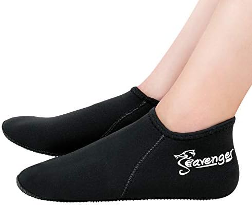 Seavenger Zephyr 3mm Neoprene Socks | Wetsuit Booties for Scuba Diving, Snorkeling, Swimming (Black, Small)