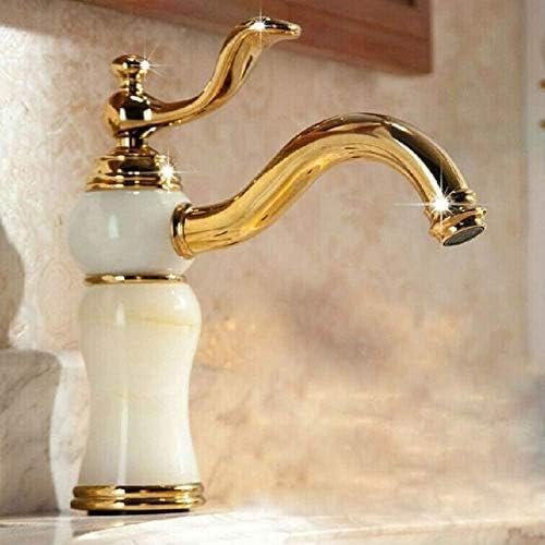 Robinet de lavabo en pierre de marbre or et cuivre doré avec mitigeur chaud et froid