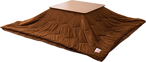 EMOOR Microfiber Kotatsu Futon Set (Comforter & Rug), Square-Type, Brown