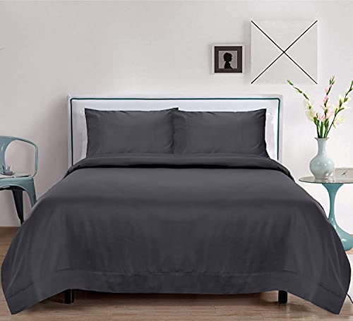 King Duvet Set Bamboo Pure - Dark Grey King Duvet Set with Zipper & Corner tabs -Softest,Breathable,Light 90x106