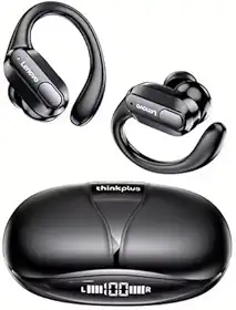 Fone de Ouvido XT80 Bluetooth 5.3 TWS Esportivo HiFi Fone Sem Fio com Gancho, Visor LED, Cancelamento de Ruído, IPX5 e Microfone XT80 - Preto