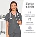 VIAOLI Scrub Tops for Women Nurse Shirt Uniform Workwear Fashionable with Ruffle and Zipper Design Medical Clothes Grey