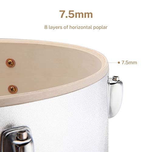 Drum Set Eastar 22 Inch For Adults, 5 Piece Full Size Drum Kit Junior Beginner With Pedal Cymbals Stands Stool And Sticks, Metallic Silver #TOP3