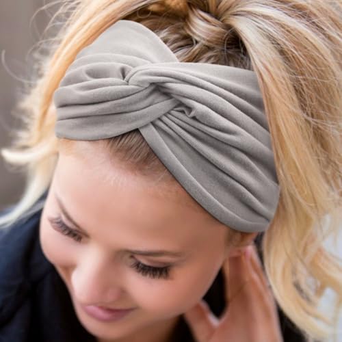 Image of DRESHOW 4 Pack Turban Headbands for Women Wide Vintage Head Wraps Knotted Cute Hair Band Accessories