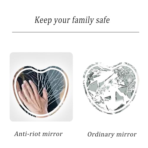 Miroir de salle de bain avec LED en forme de cœur réglable tactile - 5