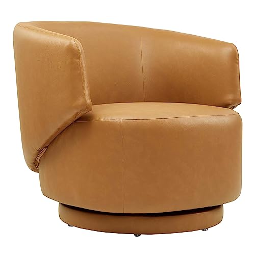 Sillón moderno curvo de vinilo color tan