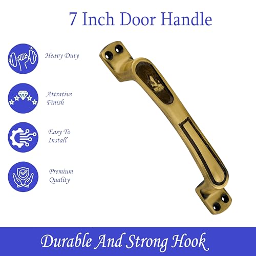 Image of Door Handle Cool Door Handles for Main Door Aluminum (7 Inch), Antique- Finish Door Handles for Home and Office for Wooden & Glass Door Handle, Pull Door Handle (Pack of 2 Pair, Ganesh)