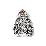 Bape Hoodie Shark Jaw Camo Hoodie Shark Ape Full Zip Jacket Up 3D Color Printed Hip Hop Sweatshirt (grey35,Medium,Medium)