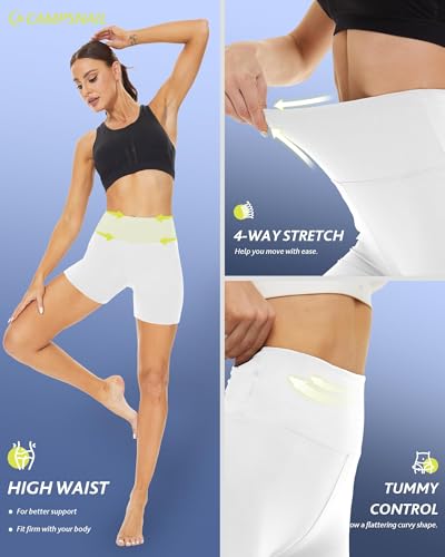 CAMPSNAIL Workout Biker Shorts Women - 3"/5"/8" High Waisted Tummy Control Spandex Booty Volleyball Shorts for Yoga Dance