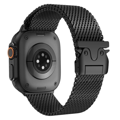 Milanaise Armband für Apple Watch Ultra 3/2/1 49mm Neues Design-Verschluss Metall Edelstahl Armbänder für Apple Watch Armband 49mm 46mm 45mm 44mm 42mm(Serie 3 2 1) Series 11/10/9/8/7/6/5/4/3/2/1/SE