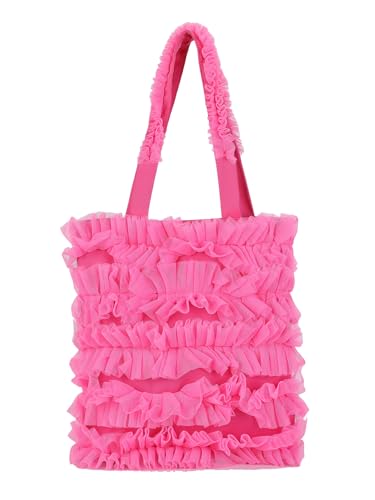Verdusa Women’s Y2K Ruffle Trim Square Tote Bags Double Handle Shoulder Handbags