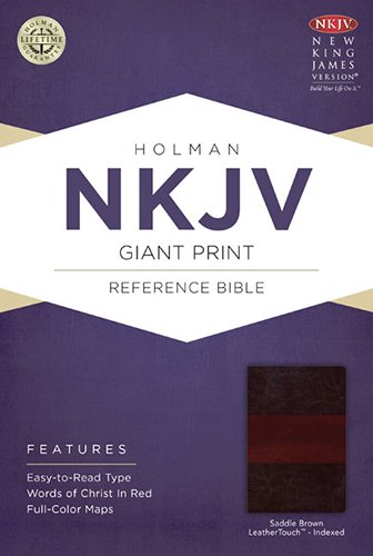 NKJV Giant Print Reference Saddle Brown Leatherlike Indexed