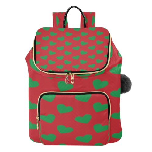 Sac à dos femme à motifs cœurs verts pour voyage décontracté