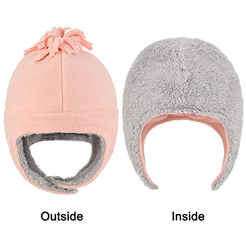Toddler Winter Hat with Mitten Set - Baby Kids Warm Fleece Cap Set with Ear Flaps3