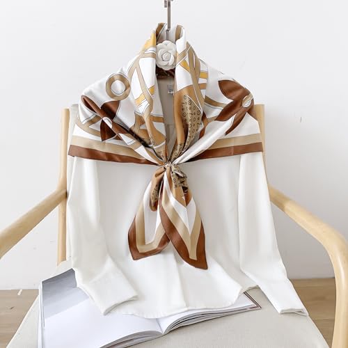 Image of Printed Poly Silken feel Scarf Stole for Women | Stylish, Soft, & Lightweight | Satin Feel Neck Scarf, Hair Scarf, Head Scarf for Women | Square Silk Stole for Handbag