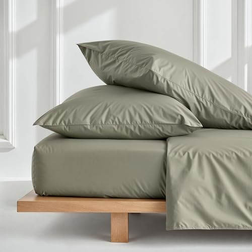 Image of Italic Luxe 100% Australian Cotton Bedding Bundle - 400 Thread Count - California King - Breathable & Luxurious - Includes Deep Pocket Fitted Sheet, Flat Sheet & Pillowcases (Moss)