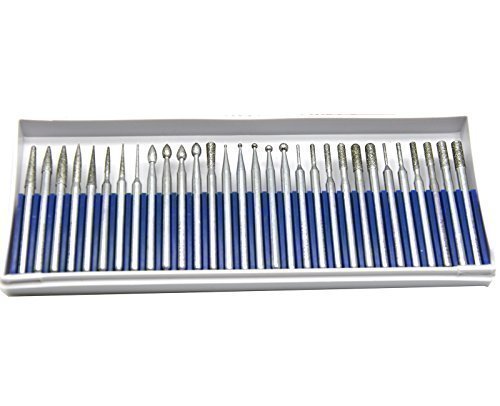 Wokesi 30 Pieces 1/8'' Cutter Diamond Mounted Points Carbide Rotary Cut Rotary Burr Set with 1/8