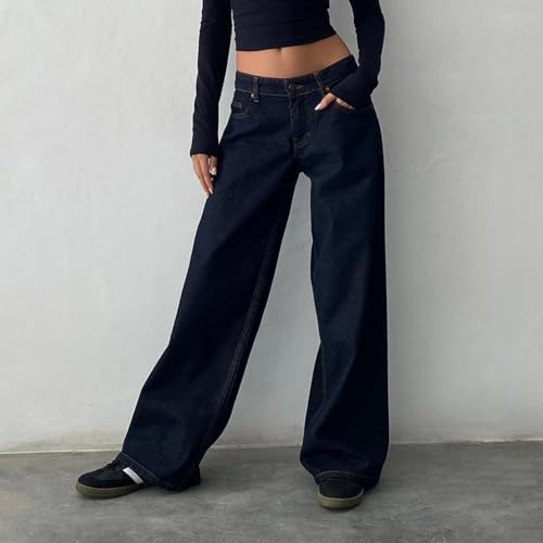 XBTCLXEBCO Women's High Waisted Wide Leg Jeans Straight Denim Pants Casual Baggy Trousers Streetwear Fashion2