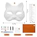 TherianMask 37 Pcs Therian Mask Kit White Cat Masks DIY to Paint Furry Animal Mask Therian Gear Therian Stuff for Halloween Masquerade Cosplay Party (C)