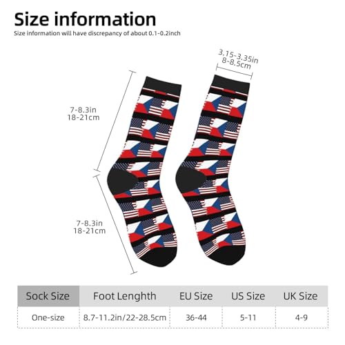 Torn Style American And The Czech Republic Flags Socks For Men Women Gift Sport Crew Socks Funny Wicking Socks3