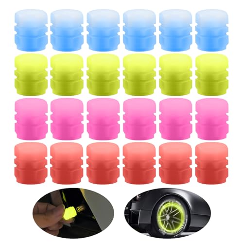 24 Tapas Antipolvo para Neumáticos De Coche, Cubiertas De Válvulas De Neumáticos, Accesorios para Automóviles, Cubiertas Luminosas para Neumáticos