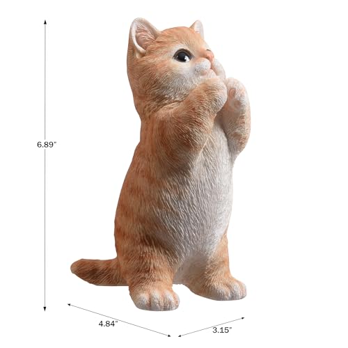 Estatua Gato Tabby Naranja 7 Pulgadas Plegando Manos miniatura 3