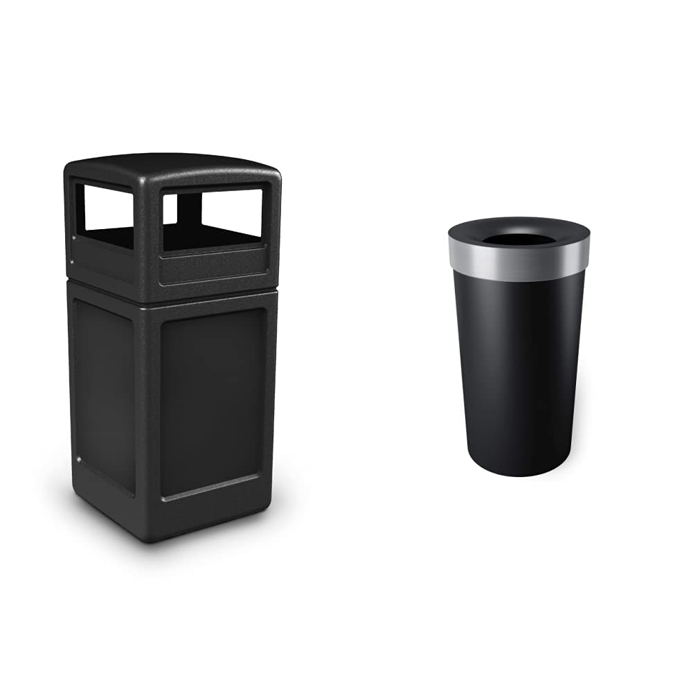 Commercial Zone 42-Gallon Square Trash Can with Dome Lid and Umbra Vento 16.5-Gallon Trash Can