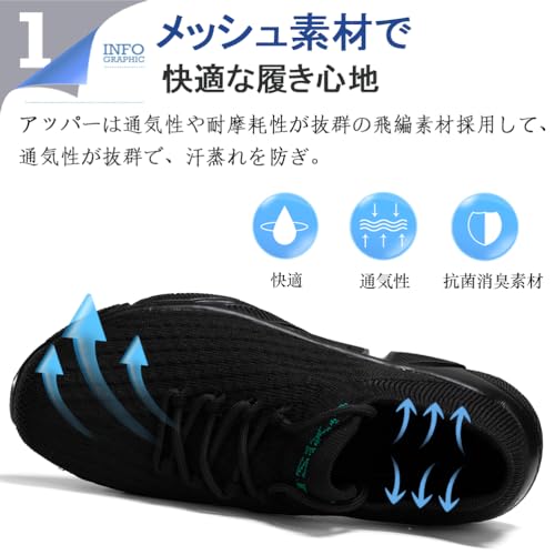 GongPu スニーカー メッシュ素材 通気性 吸汗性