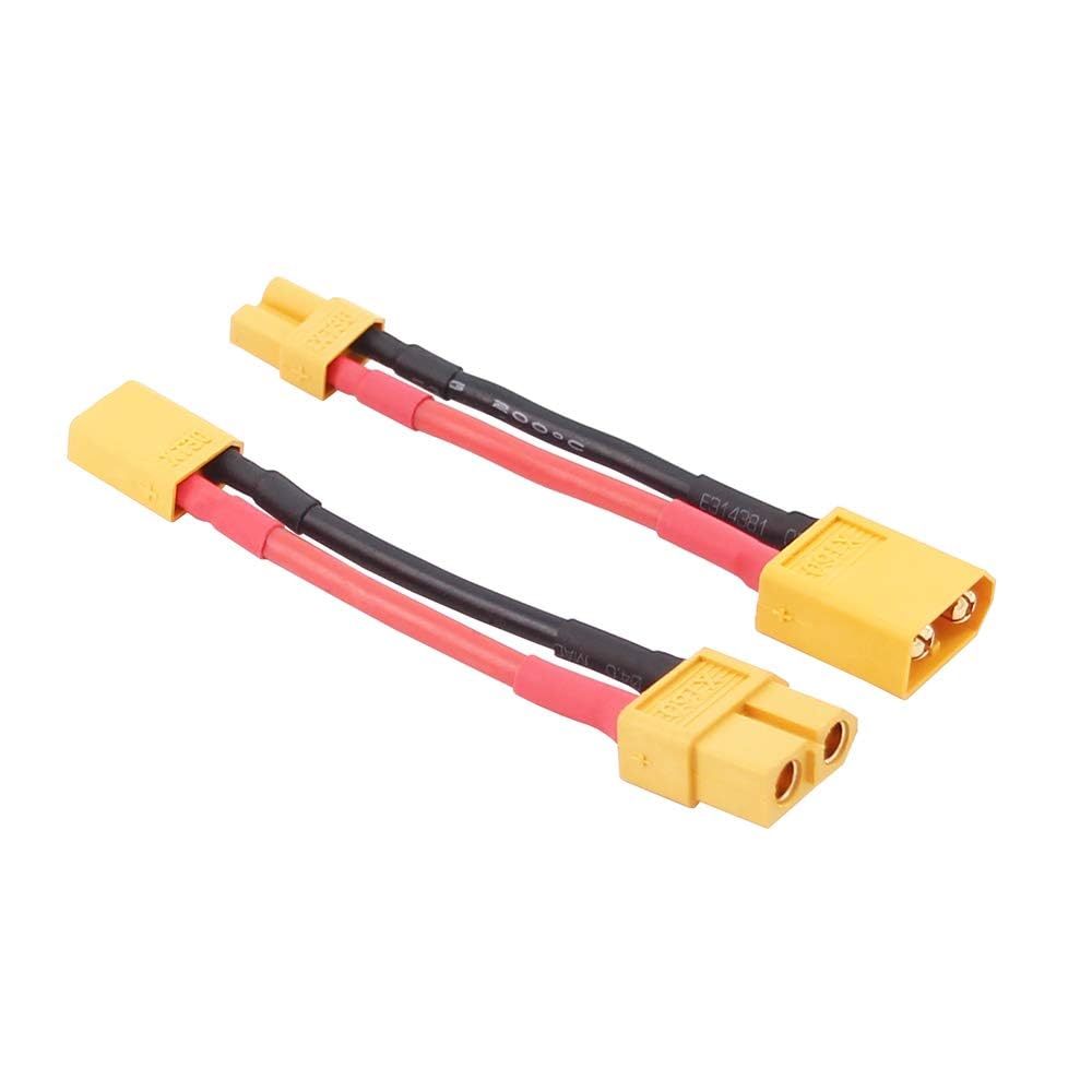 ELECMOON 4pcs XT30 XT-30 to XT60 XT-60 Male Female RC Connector Adapter with 16awg 5cm(C84-4) 2