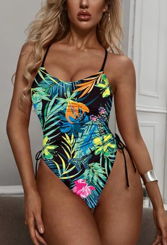 Image of Viottiset Women's Ruched High Cut One Piece Swimsuit Tummy Control Bathing Suit Monokini