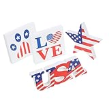 POPETPOP 4個独立記念日用木製テーブルサイン点 自然木製で 祝祭シーンにな愛国的デコレーション 居心地良い雰囲気演出 ホーム オフィス用セ