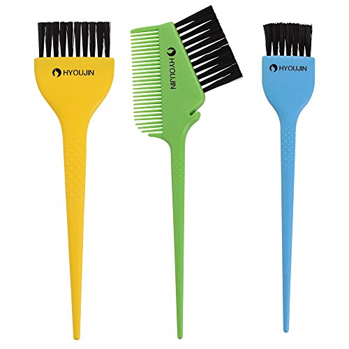 HYOUJIN 3pcs Salon Hair Coloring Dyeing Kit,Large Tint Brush,Color Mixing Tint Brush Combs,Dye Brush,Bleach Tint,Dye Brush Set,Hair Coloring Kit,Dye Brush Set,Color Applicator (Multicolor)