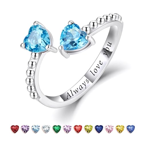 Love Heart Rings For Teen Girl, Sterling S925 Silver, Mother Daughter Ring, Promise Ring For Girlfriend, Best Friend Ring,Gift For Teen Girl, Friendship Rings, Birthstone Ring, Always Love You