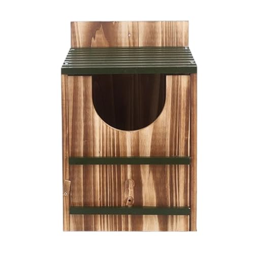 Casa del Búho – Refugio Rústico De Madera | De Ardilla Carbonizada con Percha | Pajarera Duradera para Exteriores para Ardillas, Palomas, Jardín, Ventana, Porche, Árbol, Hogar, Decoración De Vida