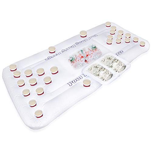 Funpeny Floating Inflatable Pong Pool Party Barge, Outdoor Pong Table For Adults Party Games With Color White #TOP3