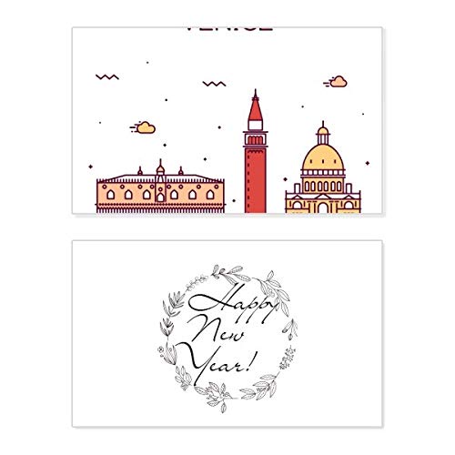 Tarjeta de felicitación de año nuevo premium: Venecia y su mensaje conmemorativo de bendición