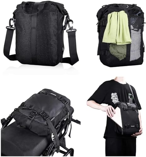 abamita Rhinowalk Motorcycle Tail Bag 10L Waterproof Motor Pannier Travel Luggage Motorbike Rear Rack Trunk Storage Professional Accessories-Black - Thumbnail 6