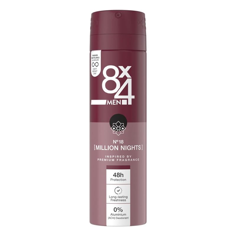 6er Pack - 8x4 Deospray Men N° 18 (Million Nights) - ohne Aluminium - 6x 150ml