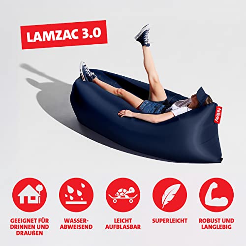 Fatboy Lamzac 3.0 Aufblasbares Sofa - Aufblasbare Couch - Keine Luftpumpe Nötig - Indoor und Outdoor Luftsofa - Wasser- und Schmutzabweisende Mini Couch aus Polyester - 200 x 90 x 50 cm - Dunkelblau
