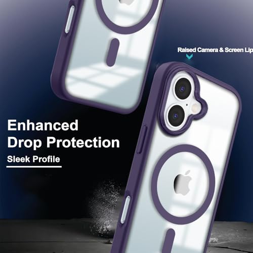 Image of KARWAN️ Hybrid Transparent iPhone 16 Back Cover Case Compatibe with Mag-Safe |Camera Protection Bump | Transparent Back Cover Case for iPhone 16(PC, TPU | Purple Bumper)
