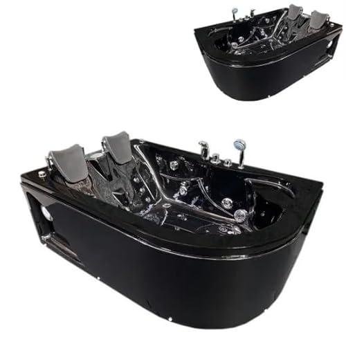 Bagno Italia Bañera de hidromasaje negro 170x115 cm para dos personas 15 hidrochorros versión derecha e izquierda
