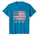 Drapeau américain USA 4 Juillet, Blanc, Bleu, Rouge, étoile, Rayure délavée T-Shirt