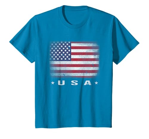 Drapeau américain USA 4 Juillet, Blanc, Bleu, Rouge, étoile, Rayure délavée T-Shirt